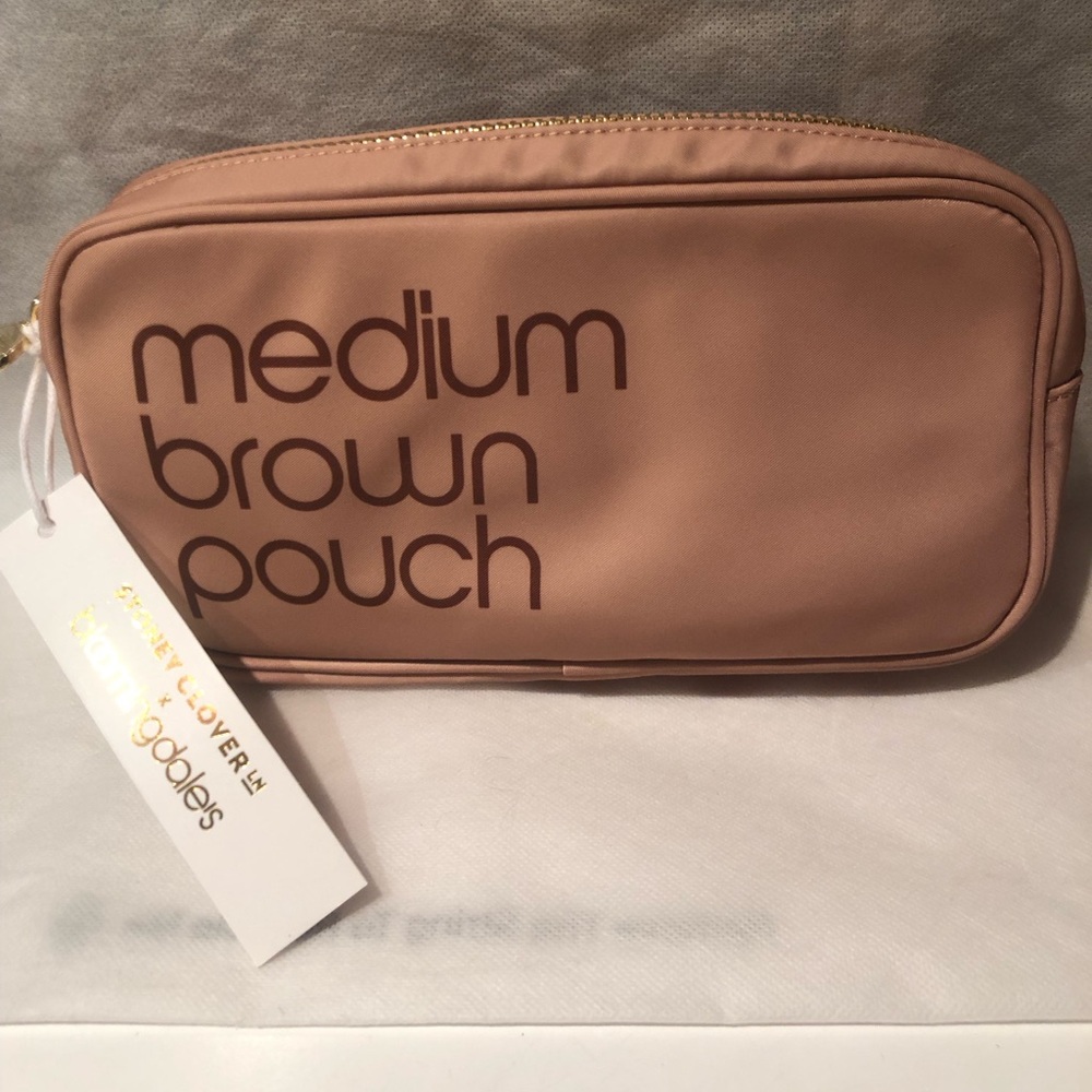 NWT Stoney Clover Lane for Bloomingdale’s Medium Brown Pouch /Cosmetic Bag